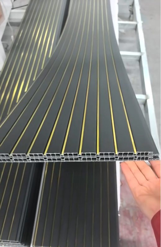 Black & Gold Linear PVC Wall Panels – Modern Fluted Feature Wall Cladding