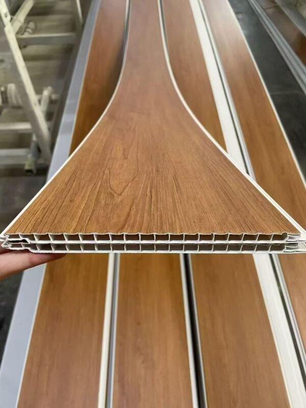 Light Brown Wood-Grain PVC Wall Panels – Hollow Core for Lightweight & Quick Installation