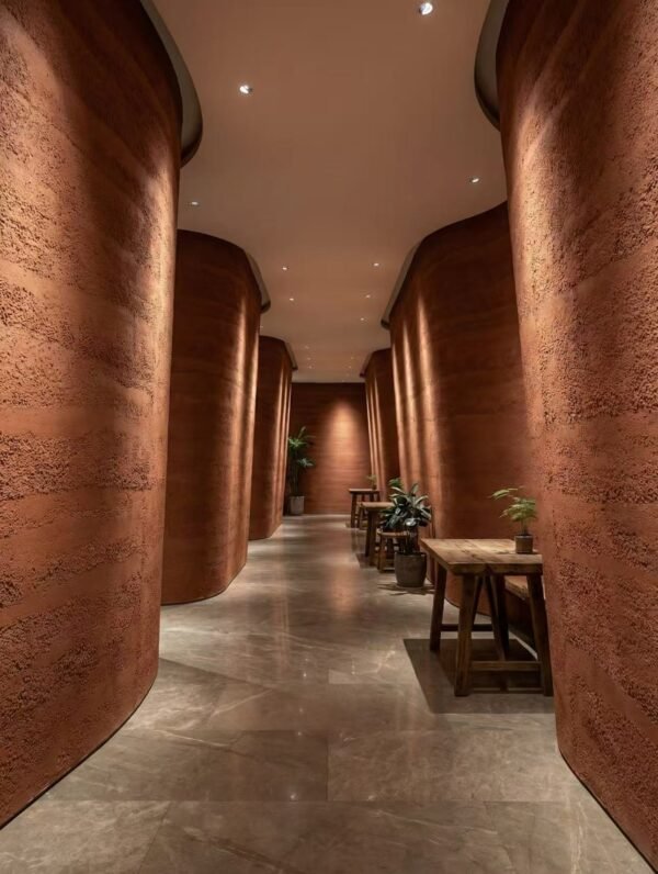 Flexible Rammed Earth Terracotta Soft Ceramic Wall Panels – Wabi-Sabi Clay Texture Cladding