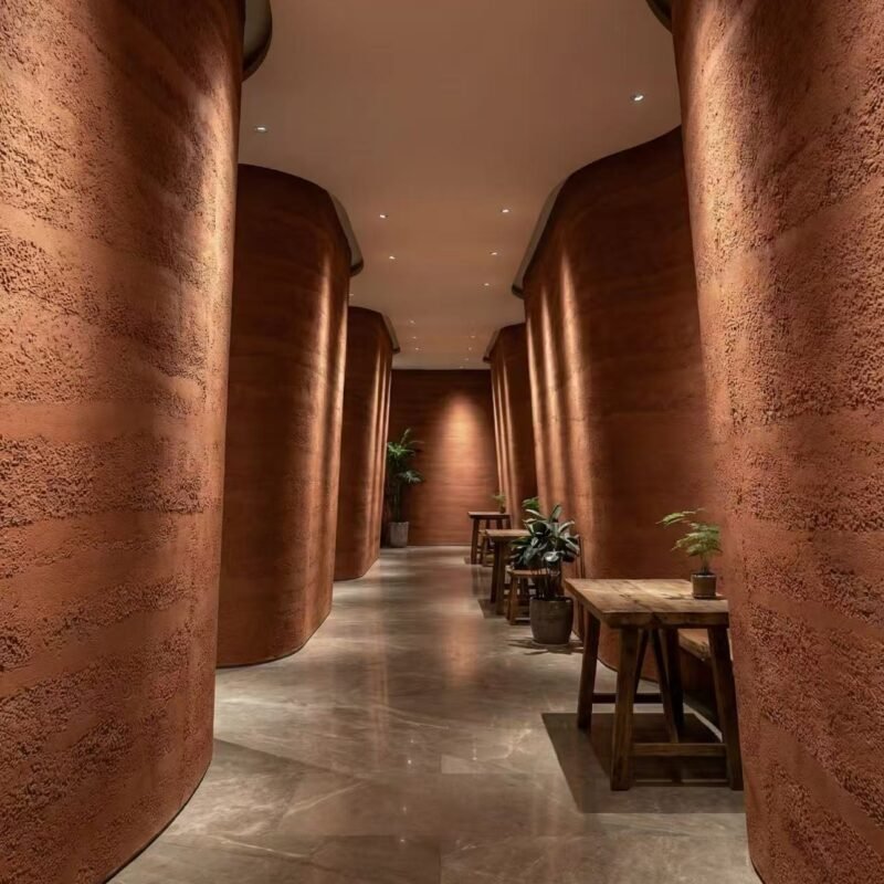 Flexible Rammed Earth Terracotta Soft Ceramic Wall Panels – Wabi-Sabi Clay Texture Cladding