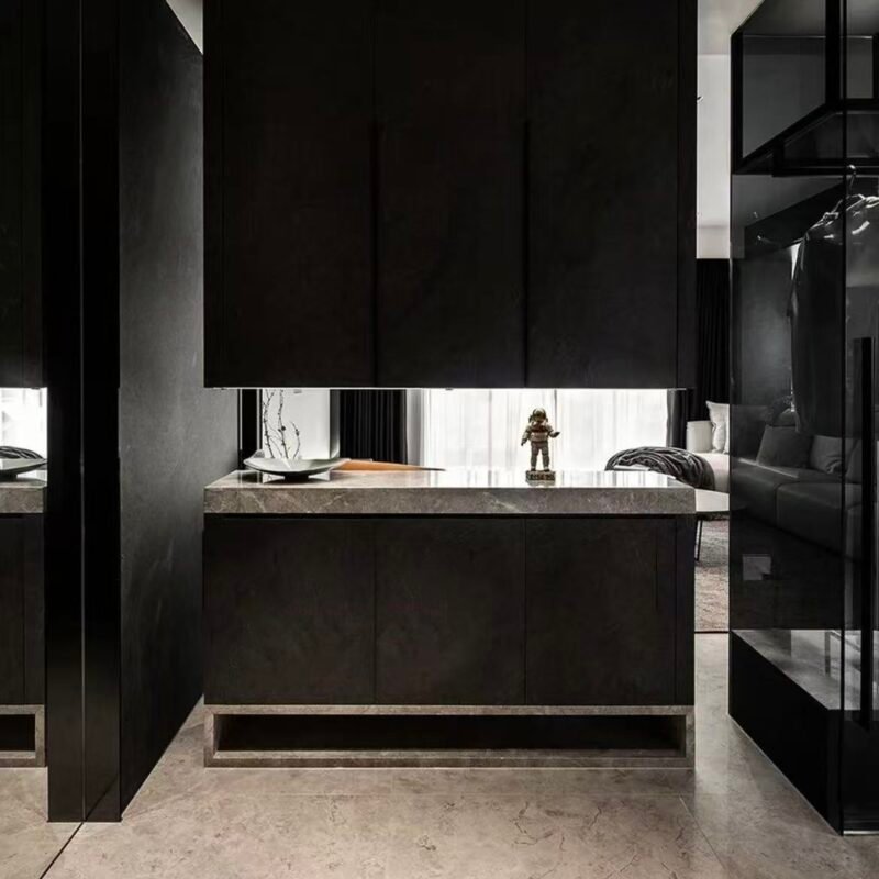 Flexible Dark Grey Slate Texture Soft Ceramic Panels – Matte Black Stone Cladding
