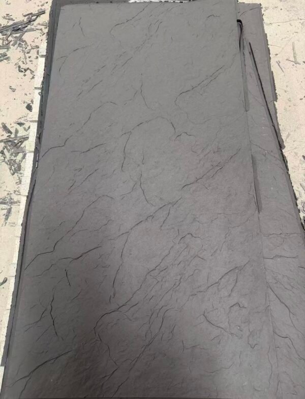 Flexible Dark Grey Slate Texture Soft Ceramic Panels – Matte Black Stone Cladding