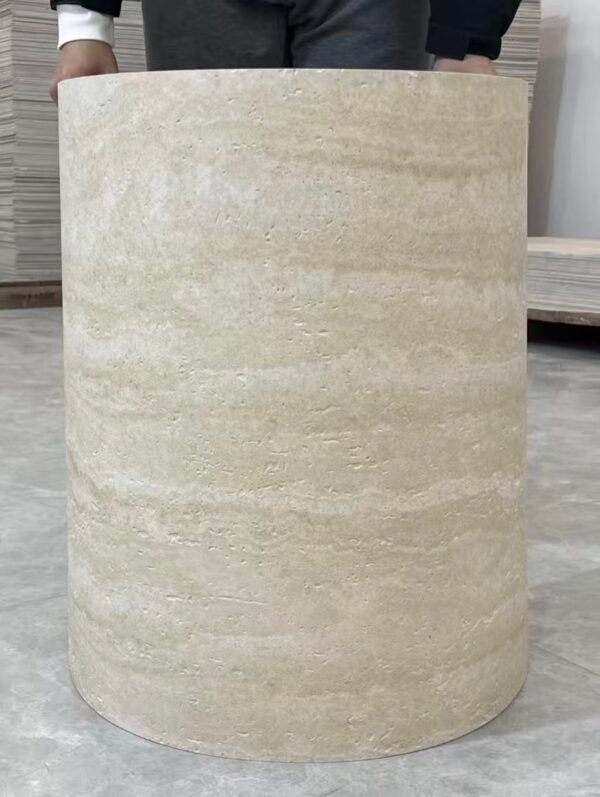 Flexible Beige Travertine Soft Ceramic Panels – Natural Stone Cladding for Curved Walls