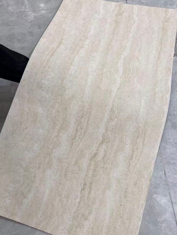 Flexible Beige Travertine Soft Ceramic Panels – Natural Stone Cladding for Curved Walls