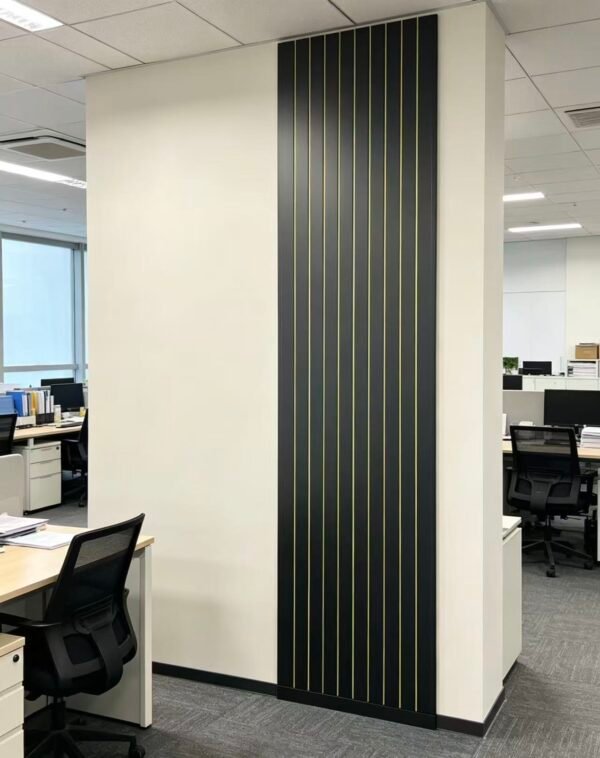 Black & Gold Linear PVC Wall Panels – Modern Fluted Feature Wall Cladding