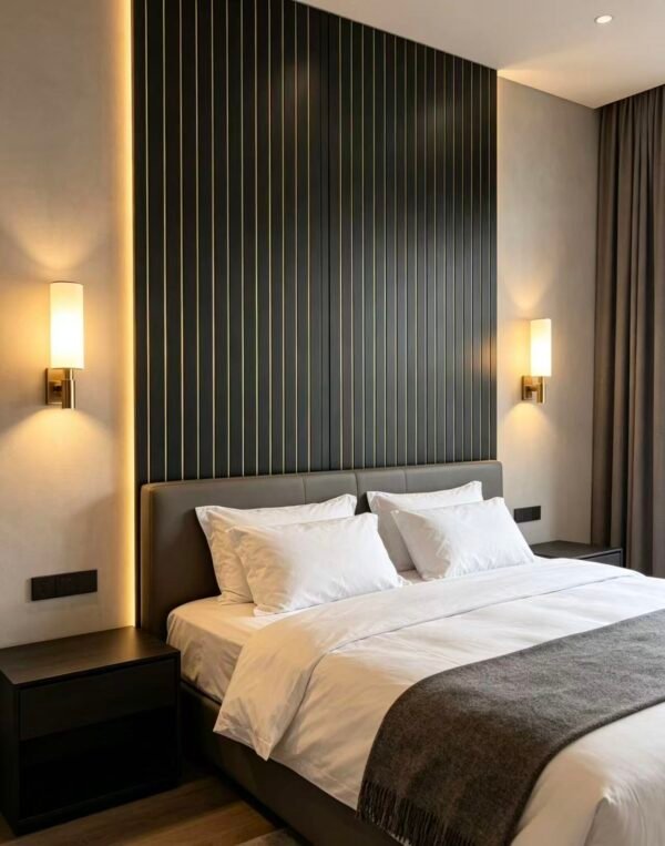 Black & Gold Linear PVC Wall Panels – Modern Fluted Feature Wall Cladding