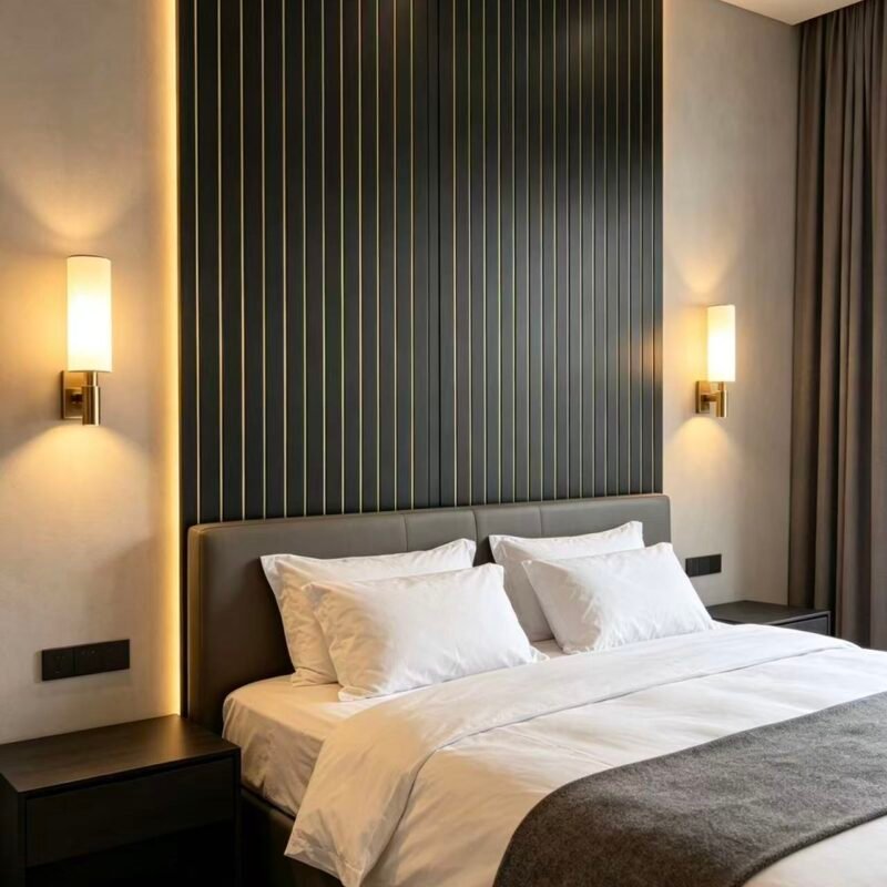 Black & Gold Linear PVC Wall Panels – Modern Fluted Feature Wall Cladding