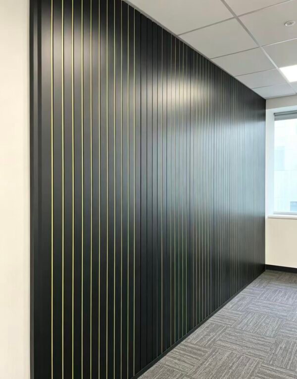 Black & Gold Linear PVC Wall Panels – Modern Fluted Feature Wall Cladding