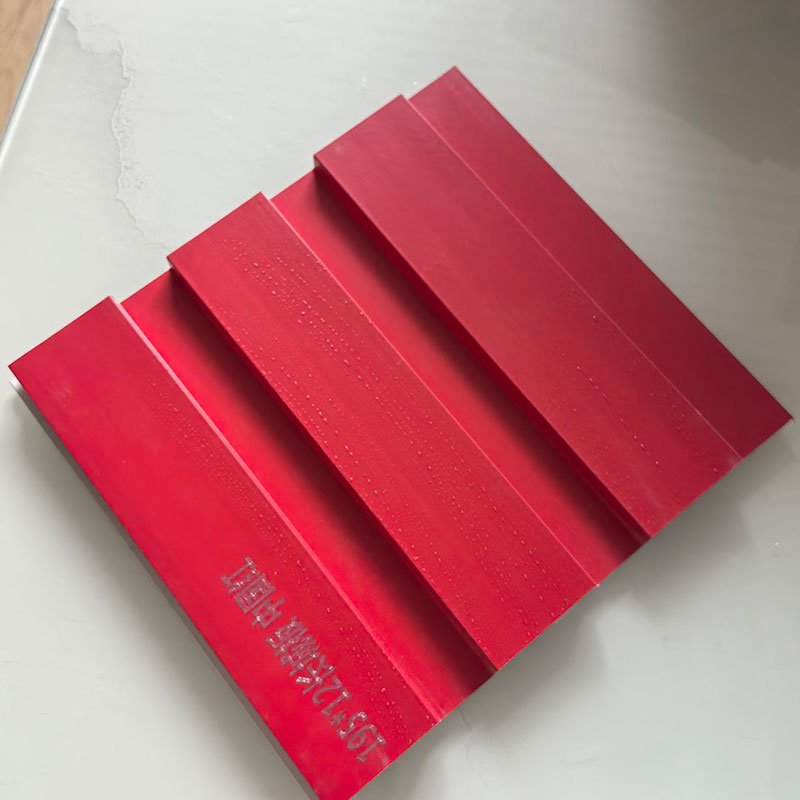 Bright Red Solid Matte Indoor WPC Grooved Great Wall Grille | Shandong Ding'en Wood Products Co.,Ltd, Size:195×12mm, Custom Cut Length:2.44m/2.8m/2.9m Available
