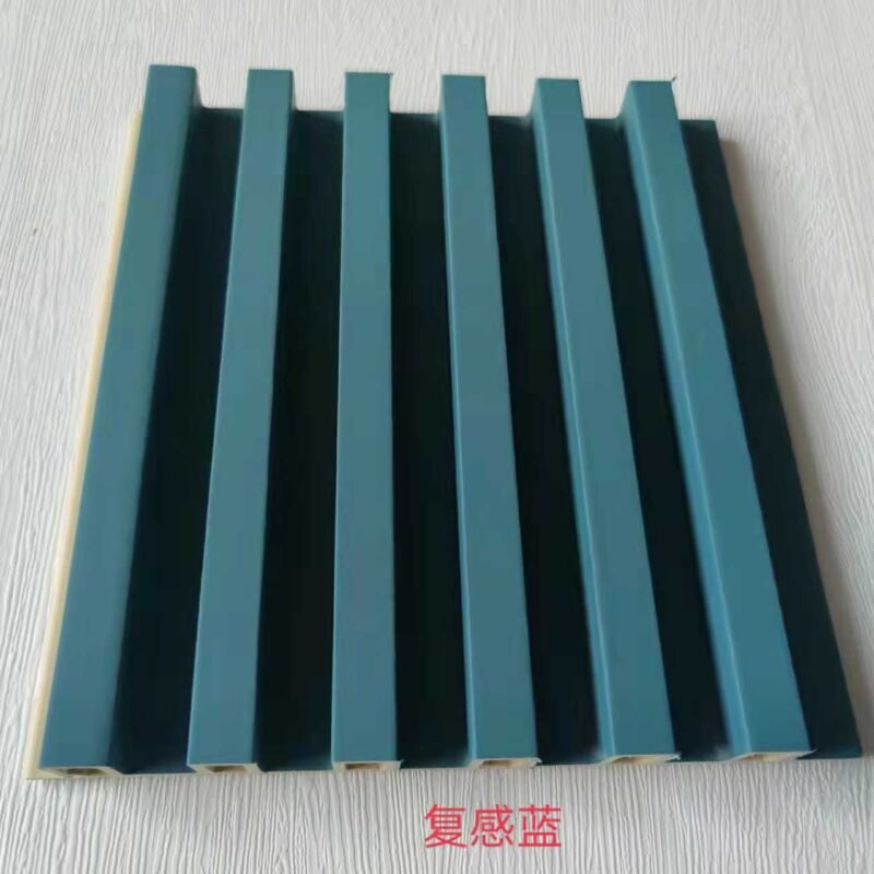 Indigo Blue Solid Matte 6 Groove Hollow WPC Wall Grille | Shandong Ding'en Wood Products Co.,Ltd, Custom Cut Length:2.44m/2.8m/2.9m Available