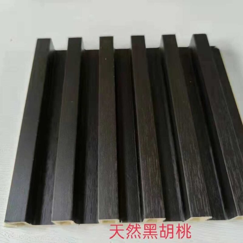 Natural Black Walnut Wood Grain 6 Groove Hollow WPC Wall Grille | Shandong Ding'en Wood Products Co.,Ltd, Custom Cut Length:2.44m/2.8m/2.9m Available