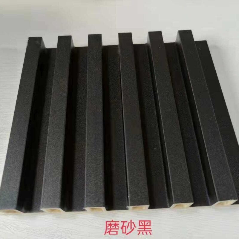 Matte Solid Black 6 Groove Hollow WPC Wall Grille | Shandong Ding'en Wood Products Co.,Ltd, Custom Cut Length:2.44m/2.8m/2.9m Available
