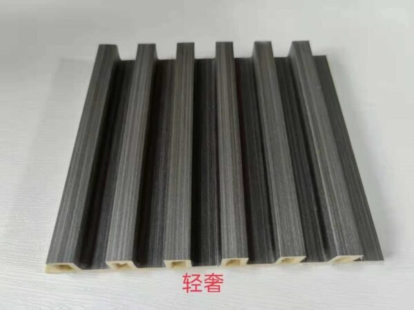 Light Luxury Neutral Grey Wood Grain 6 Groove Hollow WPC Wall Grille | Shandong Ding'en Wood Products Co.,Ltd, Custom Cut Length:2.44m/2.8m/2.9m Available