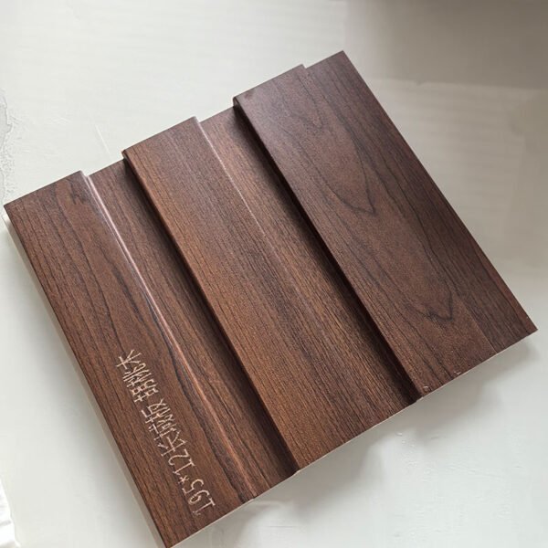 Walnut Texture Indoor WPC Grooved Wall Grille | Shandong Ding'en Wood Products Co.,Ltd, Size:195×12mm, Custom Cut Length:2.44m/2.8m/2.9m Available