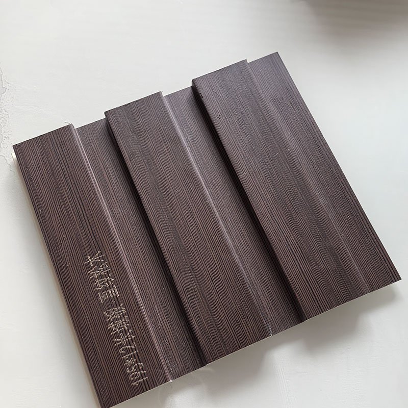 Dark Ebony Vertical Wood Grain Indoor WPC Grooved Wall Grille | Shandong Ding'en Wood Products Co.,Ltd, Size:195×12mm, Custom Cut Length:2.44m/2.8m/2.9m Available