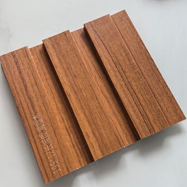 Yellow Sandalwood Texture Indoor WPC Grooved Wall Grille | Shandong Ding'en Wood Products Co.,Ltd, Size:195×12mm, Custom Cut Length:2.44m/2.8m/2.9m Available