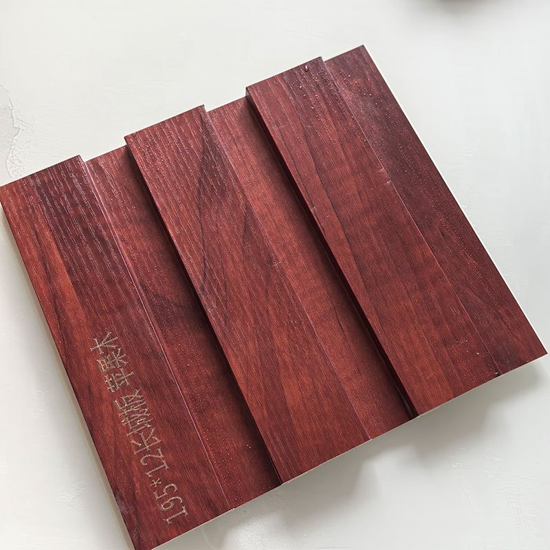 Red Apple Wood Texture Indoor WPC Grooved Wall Grille | Shandong Ding'en Wood Products Co.,Ltd, Size:195×12mm, Custom Cut Length:2.44m/2.8m/2.9m Available