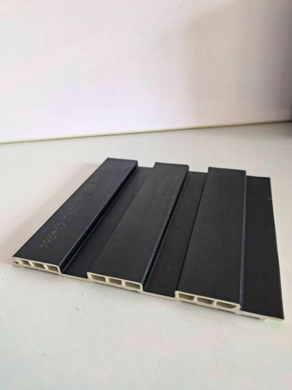 Matte Solid Black Hollow Core Indoor WPC Grooved Wall Grille | Shandong Ding'en Wood Products Co.,Ltd, Size:195×12mm, Custom Cut Length:2.44m/2.8m/2.9m Available