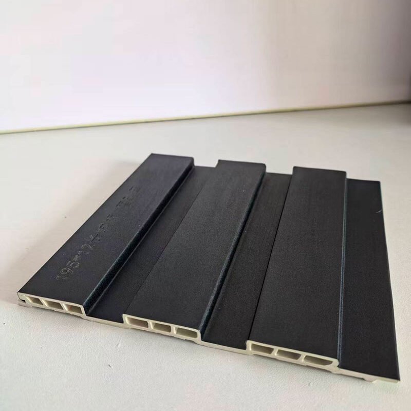 Matte Solid Black Hollow Core Indoor WPC Grooved Wall Grille | Shandong Ding'en Wood Products Co.,Ltd, Size:195×12mm, Custom Cut Length:2.44m/2.8m/2.9m Available