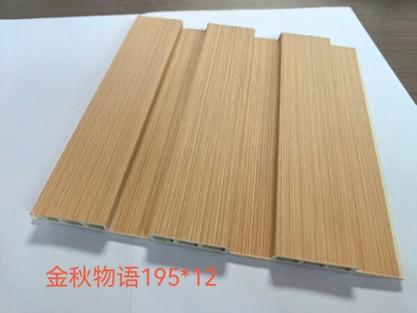 Golden Autumn Light Oak Grain Hollow Indoor WPC Grooved Wall Grille | Shandong Ding'en Wood Products Co.,Ltd, Size:195×12mm, Custom Cut Length:2.44m/2.8m/2.9m Available