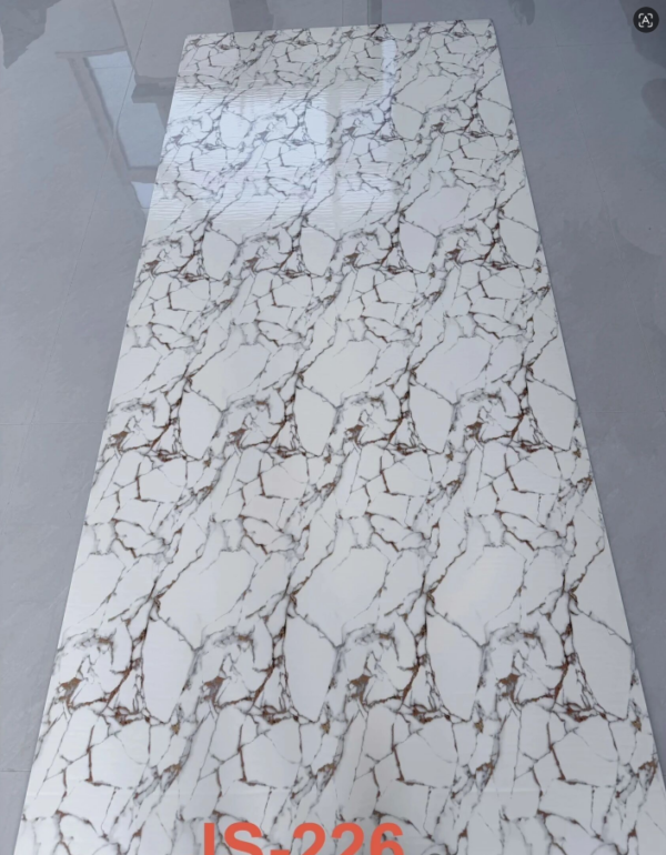 JS-226 White Marble Thin Brown Crack Vein PVC Wall Panel | Shandong Ding'en Wood Products Co.,Ltd, Sizes:30×60/60×60/60×300/120×300cm