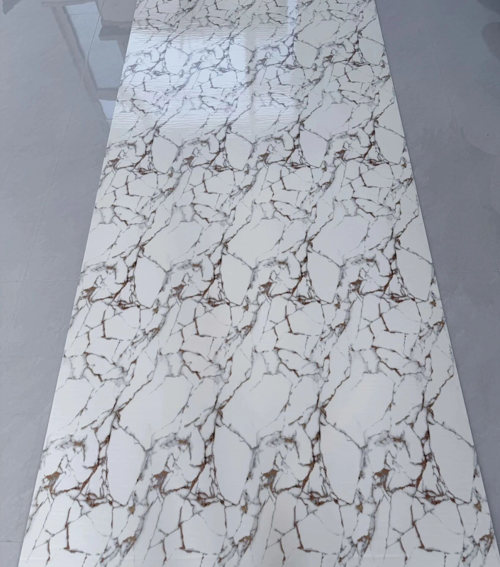 JS-226 White Marble Thin Brown Crack Vein PVC Wall Panel | Shandong Ding'en Wood Products Co.,Ltd, Sizes:30×60/60×60/60×300/120×300cm