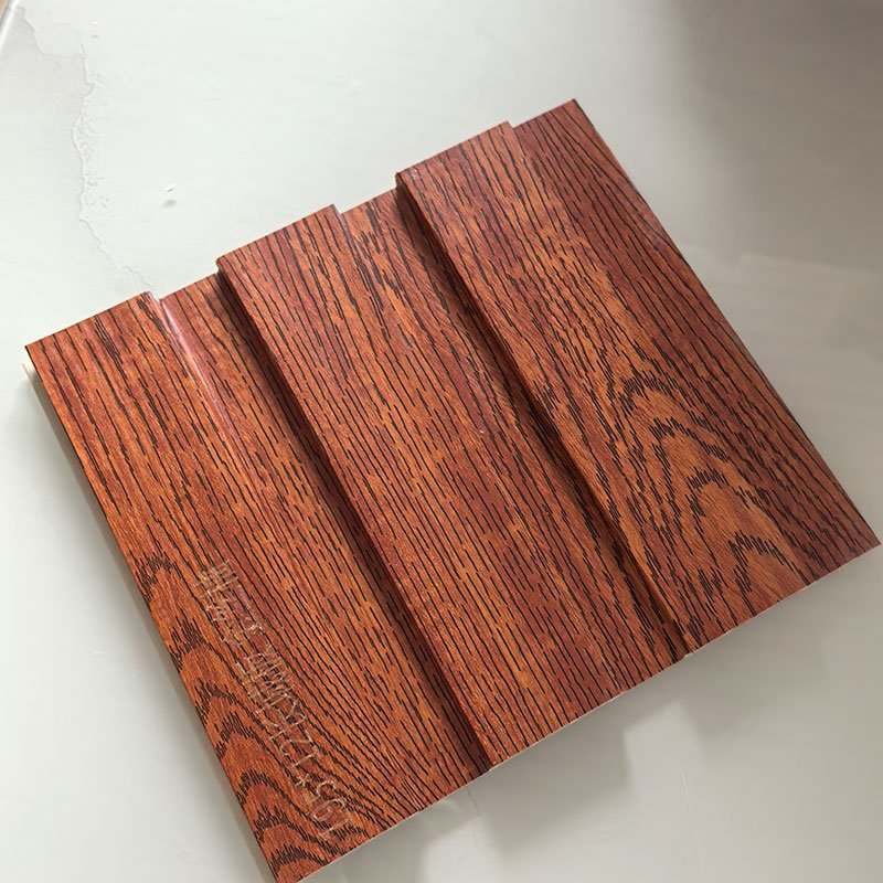 Red Oak Texture Indoor WPC Grooved Wall Grille | Shandong Ding'en Wood Products Co.,Ltd, Size:195×12mm, Custom Cut Length:2.44m/2.8m/2.9m Available