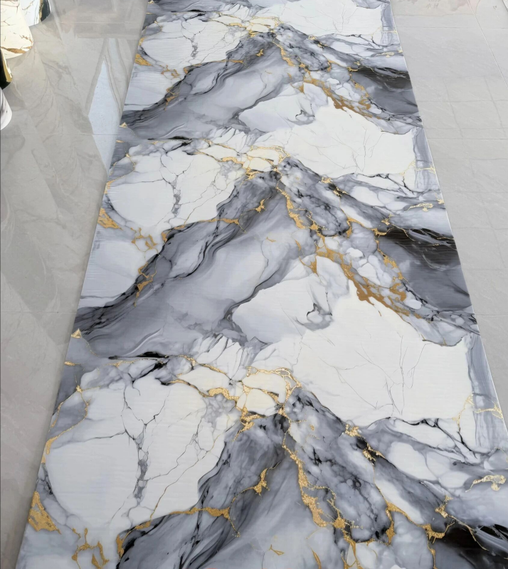JS-195 White Grey Smoke Cloud Golden Vein PVC Marble Wall Panel | Shandong Ding'en Wood Products Co.,Ltd, Available 30×60/60×60/60×300/120×300cm
