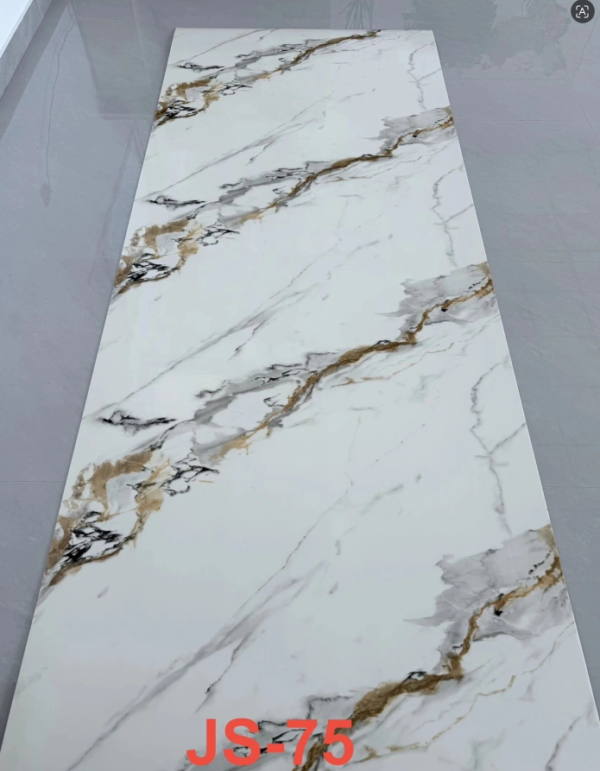 JS-75 Pure White Background Irregular Slanting Black & Amber Gold Blended Vein Self-Adhesive Marble Wall Sticker | Shandong Ding'en Wood Products Co.,Ltd, Sizes:30×60/60×60/60×300/120×300cm, Thickness 2.5mm/2.8mm/3mm Customizable