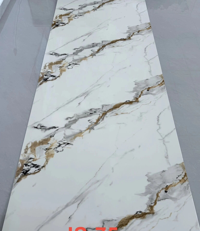 JS-75 Pure White Background Irregular Slanting Black & Amber Gold Blended Vein Self-Adhesive Marble Wall Sticker | Shandong Ding'en Wood Products Co.,Ltd, Sizes:30×60/60×60/60×300/120×300cm, Thickness 2.5mm/2.8mm/3mm Customizable