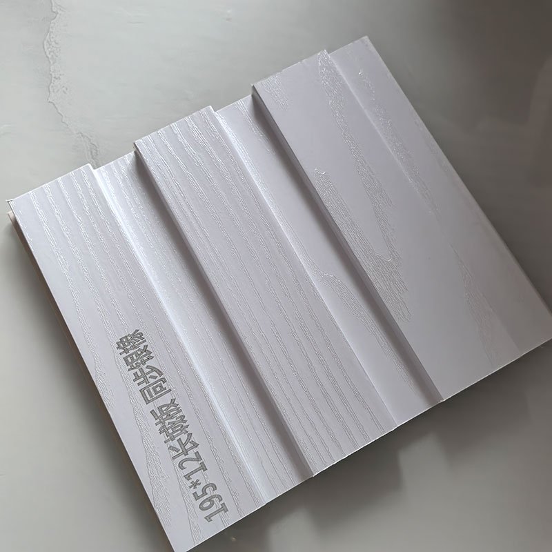 Silver Oak Synchronous Wood Grain Indoor WPC Grooved Great Wall Grille | Shandong Ding'en Wood Products Co.,Ltd, Size:195×12mm, Custom Cut Length:2.44m/2.8m/2.9m Available