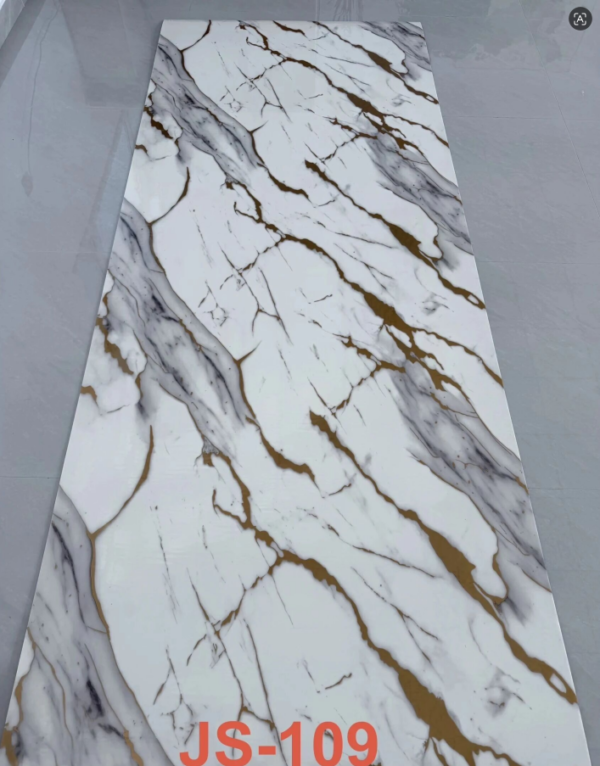 JS-109 White Marble Pattern Irregular Thick Brown-Gold and Smoky Gray Textured PVC Wall Sticker | Shandong Ding'en Wood Products Co., Ltd. Available sizes: 30×60/60×60/60×300/120×300 cm