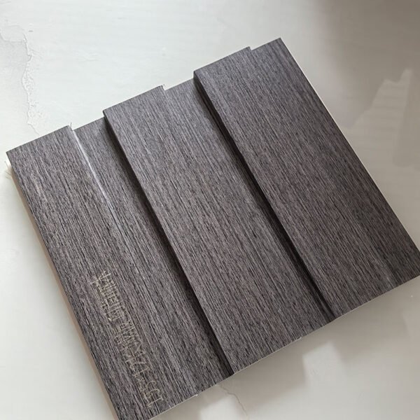 Dark Grey Brushed Wood Grain Indoor WPC Grooved Wall Grille | Shandong Ding'en Wood Products Co.,Ltd, Size:195×12mm, Custom Cut Length:2.44m/2.8m/2.9m Available