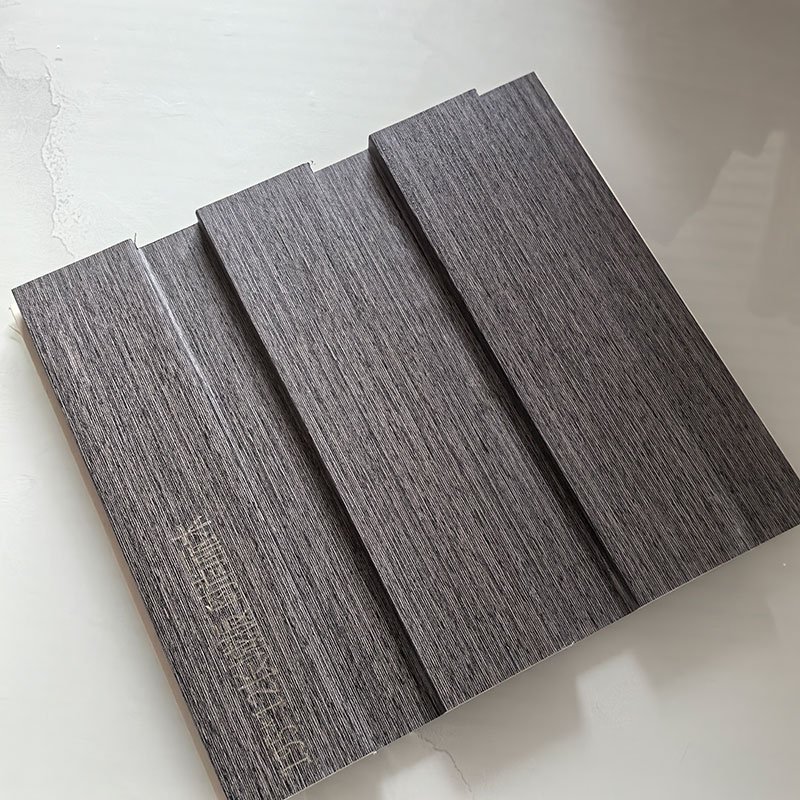 Dark Grey Brushed Wood Grain Indoor WPC Grooved Wall Grille | Shandong Ding'en Wood Products Co.,Ltd, Size:195×12mm, Custom Cut Length:2.44m/2.8m/2.9m Available