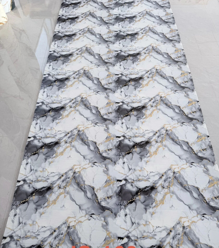 JS-163 Diamond Herringbone Pattern Black, Gray and Gold PVC Marble Wall Sticker | Shandong Ding'en Wood Products Co., Ltd., Available Sizes: 30×60/60×60/60×300/120×300 cm