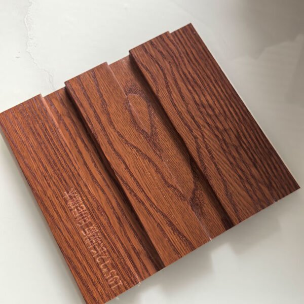 Sapele Wood Grain Indoor WPC Grooved Wall Grille | Shandong Ding'en Wood Products Co.,Ltd, Size:195×12mm, Custom Cut Length:2.44m/2.8m/2.9m Available