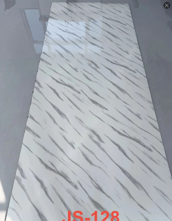 JS-128 Pure White Thin Irregular Diagonal Gray Textured PVC Marble Wall Sticker | Shandong Ding'en Wood Products Co., Ltd. Available sizes: 30×60/60×60/60×300/120×300cm