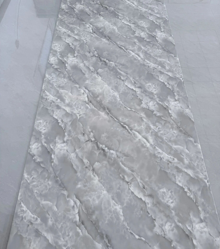 JS-131 Light Grey Diagonal Natural Cloud Vein PVC Marble Wall Panel | Shandong Ding'en Wood Products Co.,Ltd, Available 30×60/60×60/60×300/120×300cm
