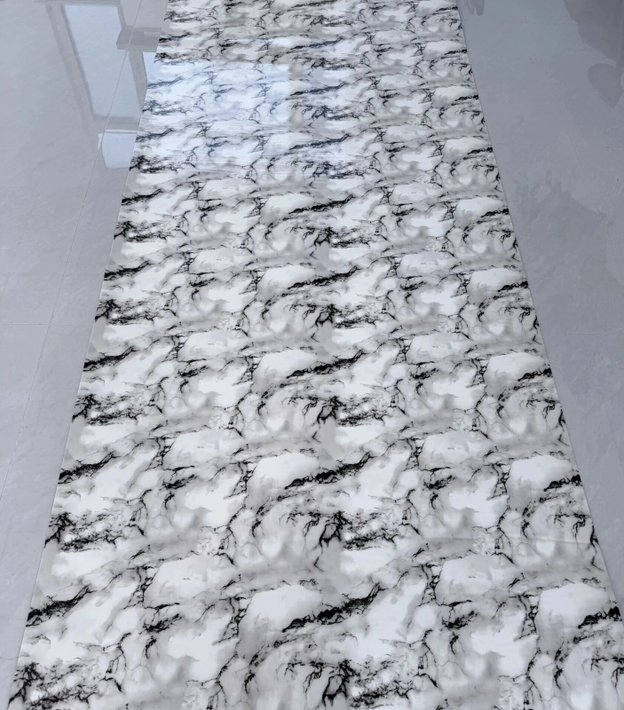 JS-153 White Background Natural Irregular Black Ink Vein PVC Marble Wall Panel | Shandong Ding'en Wood Products Co.,Ltd, Available 30×60/60×60/60×300/120×300cm