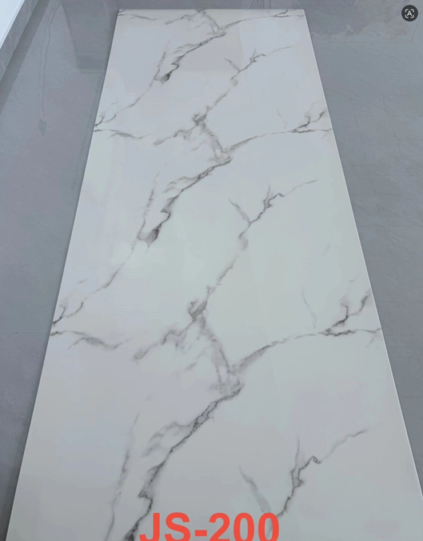 JS-200 White Base Natural Grey Crack Vein PVC Marble Wall Panel | Shandong Ding'en Wood Products Co.,Ltd, Available 30×60/60×60/60×300/120×300cm