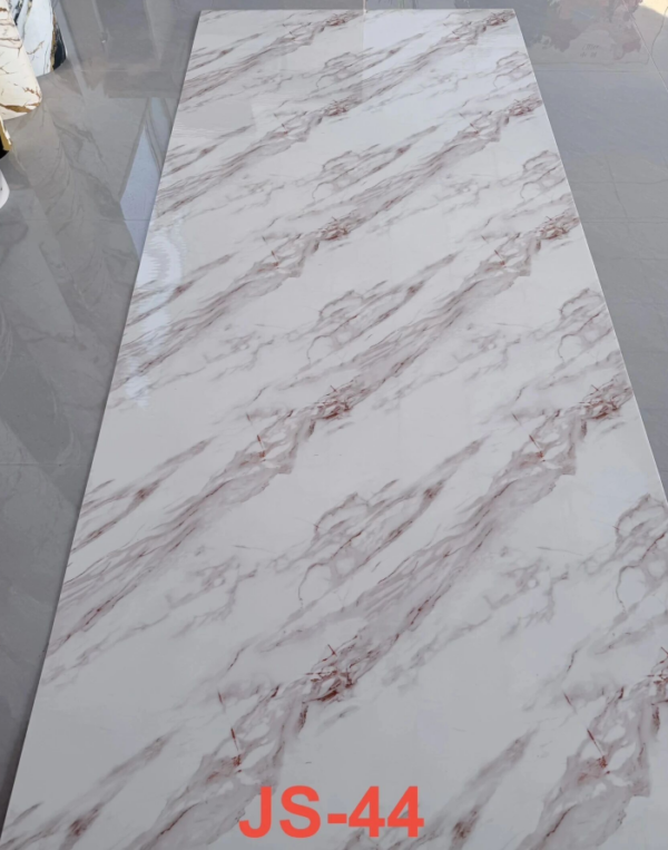 JS-44 Pure White Background Thin Diagonal Reddish Brown Natural Vein Self-Adhesive Marble Wall Sticker | Shandong Ding'en Wood Products Co.,Ltd, Sizes:30×60/60×60/60×300/120×300cm, Thickness 2.5mm/2.8mm/3mm Customizable