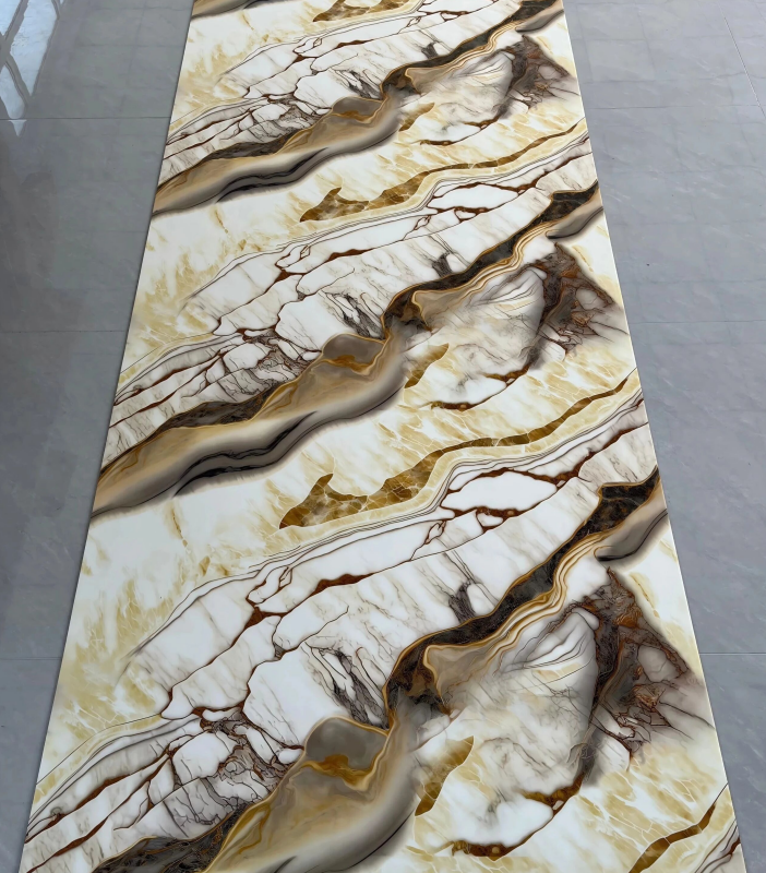 JS-87 White Background Irregular Amber Coffee Wavy Vein Self-Adhesive Marble Wall Sticker | Shandong Ding'en Wood Products Co.,Ltd, Sizes:30×60/60×60/60×300/120×300cm, Thickness 2.5mm/2.8mm/3mm Customizable