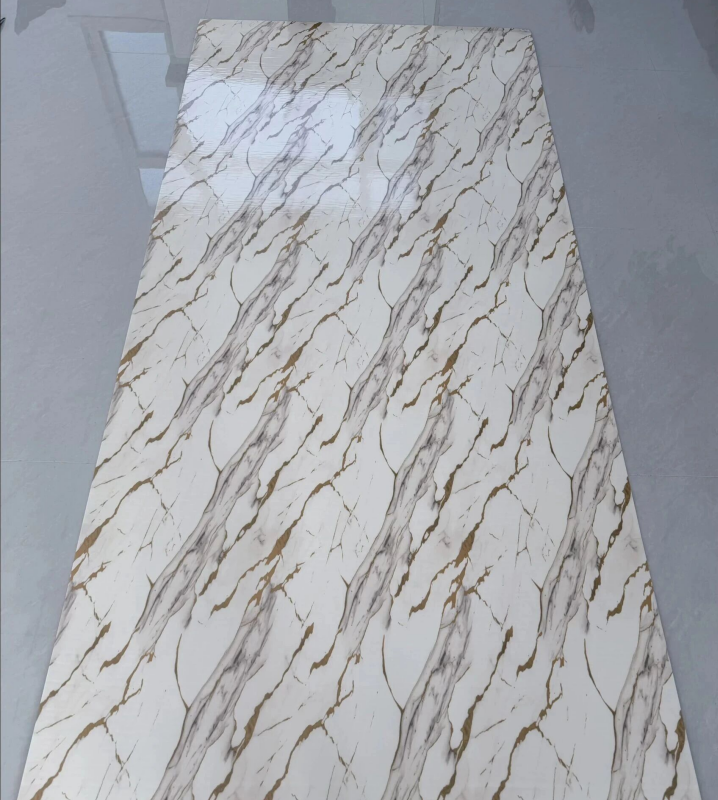 JS-95 White PVC Marble Wall Sticker with Twill and Fine Gold-Gray Texture | Shandong Ding'en Wood Products Co., Ltd. Available sizes: 30×60/60×60/60×300/120×300cm