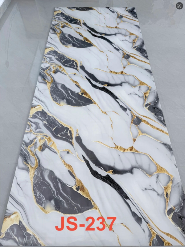 JS-237 White, Black, Gray, Blocky Gold Textured PVC Marble Wall Sticker | Shandong Ding'en Wood Products Co., Ltd., Size: 30×60/60×60/60×300/120×300 cm