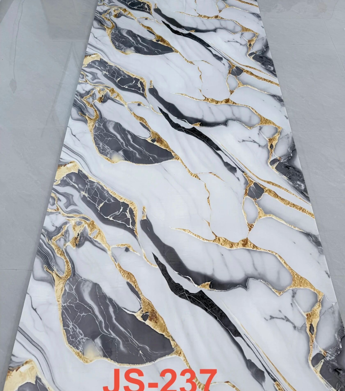 JS-237 White Black Grey Block Golden Vein PVC Marble Wall Panel | Shandong Ding'en Wood Products Co.,Ltd, Sizes:30×60/60×60/60×300/120×300cm