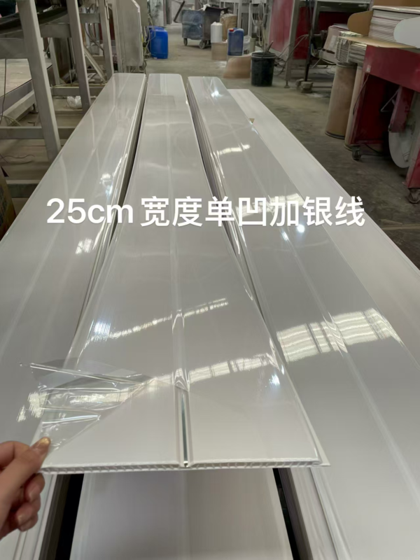 25cm Width Single Groove PVC Ceiling Panel With Silver Line