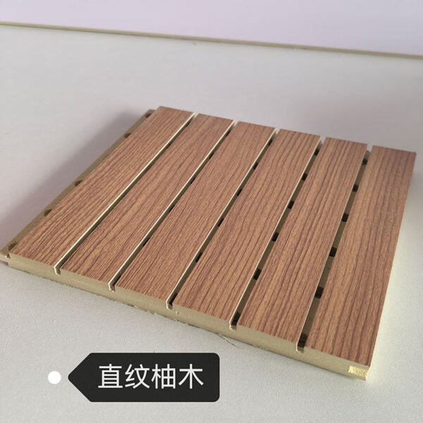 Solid Core Straight Natural Teak Wood Grain Perforated Acoustic Sound Absorption Panel 210mm×12mm | Shandong Ding'en Wood Products Co.,Ltd, Custom Cut Length:2.44/2.8/2.9m Available