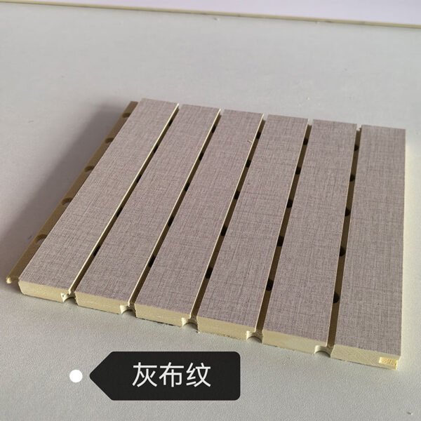 Solid High-Density Matte Grey Linen Fabric Texture Perforated WPC Acoustic Sound Absorption Panel 210mm×12mm | Shandong Ding'en Wood Products Co.,Ltd, Custom Cut Length:2.44/2.8/2.9m Available