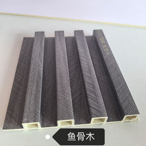 150×17mm Dark Grey Herringbone Wood Grain WPC Fluted Wall Grille, Grooved Decorative Slat Panel for Industrial & Modern Interior Decoration