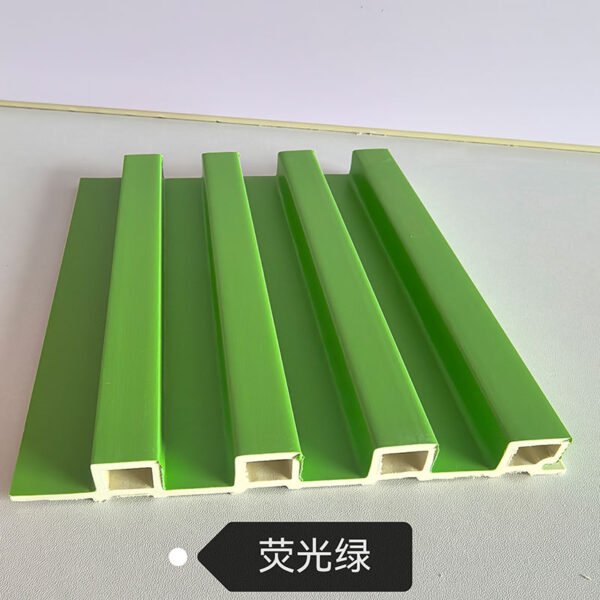 150×17mm Bright Fluorescent Green Matte WPC Fluted Wall Grille, Vibrant Grooved Slat Panel for Retail & Kids Space Interior Decoration